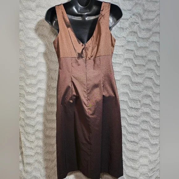 David Meister Brown Copper Bronze Cocktail Dress Beaded 6 - Picture 5 of 16